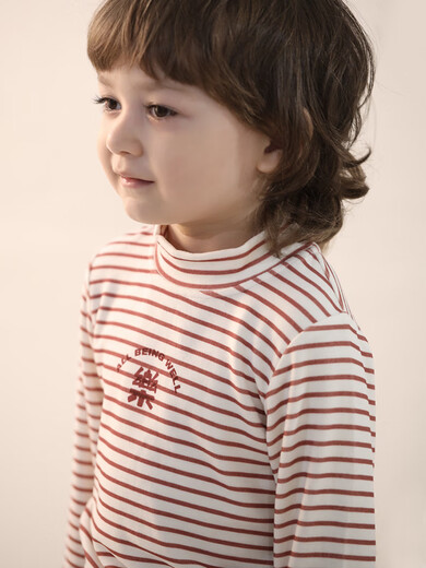 Bali Pig (BALIPIG) Girls' Bottoming Shirts Spring and Autumn Baby Tops Boys Winter Thermal Underwear Half Turtle Collar with Autumn Clothes Children's T-shirt Brown 90 cm