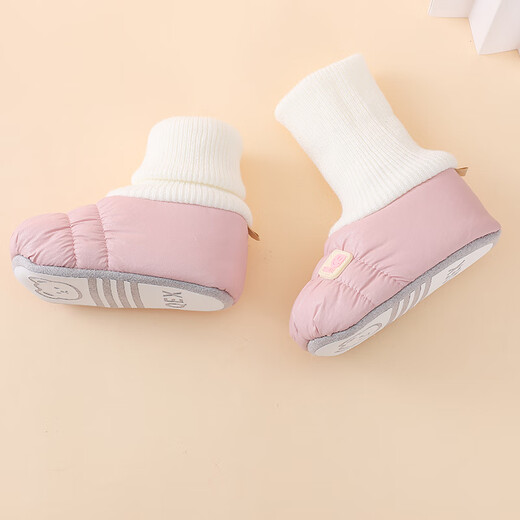 
Quer Bear velvet cotton shoes in autumn and winter to prevent falling off and keep warm 0-6-12 months infants and young children 0-1 years old men and women step forward shoes baby shoes Smiling pink (waterproof plus velvet) 13 inner length 13cm [10-13 months reference]