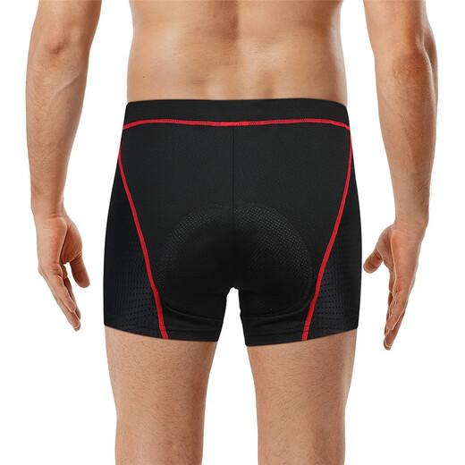 WOSAWE road cycling briefs for men and women, silicone shock-absorbing cushions, breathable and quick-drying mountain bike shorts, black and red high-end style - epoxy 5D silicone pad L (suitable for 70-80 kg)