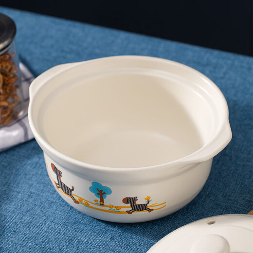 Clay pottery small zebra Ruyi soup pot 2100ml glaze color wide mouth shallow casserole open fire stew soup pot Lian sister same style