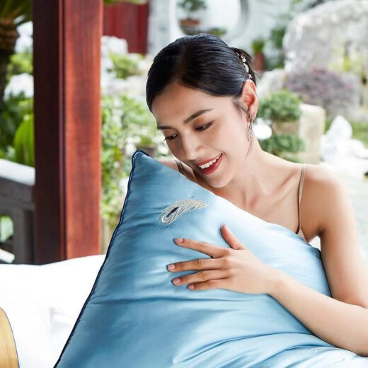 [Same model in the mall] Mengjie Forbidden City Cultural Co-branded Silk Pillow Machine Washable Luxurious Silk Brocade Pillow Core Embroidery Single Home Breathable Pair Pillow Core Gift Box Phoenix Yu Fei (Pair Pack) 50*70cm