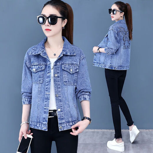 Shang Yuqing retro brown denim short jacket 2025 early autumn denim jacket for women 2025 new internet celebrity trend spring and autumn 100 9926# blue S code recommended 80-100 Jin [Jin equals 0.5 kg]