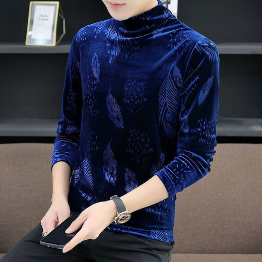 T-shirt à manches longues en velours or Nukm en automne et hiver de base de cou à demi-haut de la chemise de base tendance et belle chaleur tendance plus en velours épaissie 691 Swallow Black L 105-120Jin [Jin est égal à 0,5 kg]