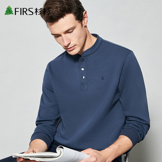 Shanshan Chinese style stand collar sweatshirt men's long-sleeved spring and autumn designer style national style henley collar elastic anti-wrinkle pullover