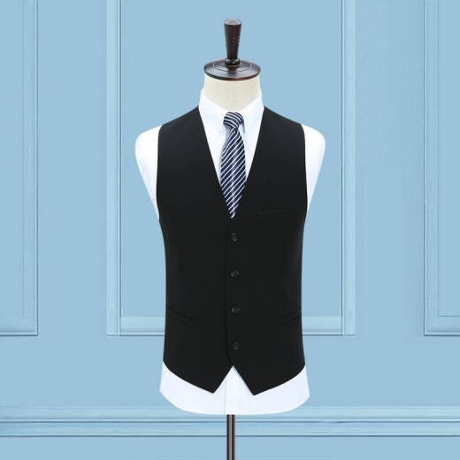 Qianhong single-piece vest men's spring, autumn and winter vest slim Korean style suit vest business casual vest waistcoat black L