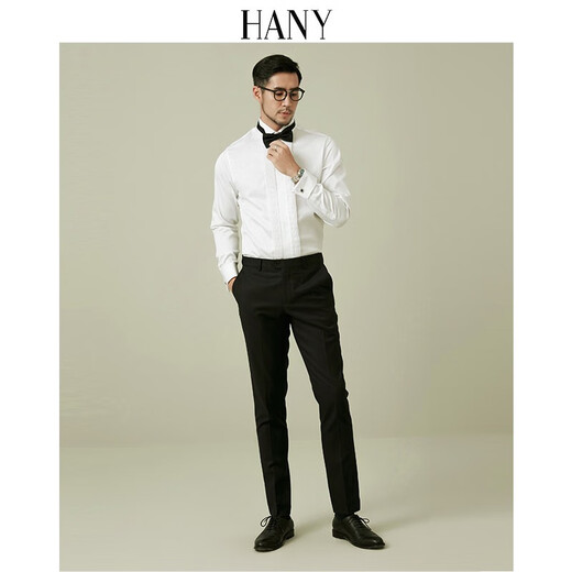 
Hanny (HANY) [Tasto Dress French Shirt] Men's Long Sleeve Wedding Groom Wedding Suit Pure White Men's Bow Tie Shirt Saint Loren Pure White [Give Cannes Prestige Black Bow Tie] 43