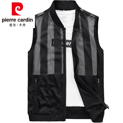 Pierre Cardin (Quality Men's Wear) Mesh Vest Men's Summer Quick-Drying Thin Vest Men's Vest Skin Clothes Summer Outdoor Vest Jacket Knitted Black S