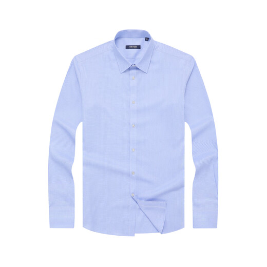 YOUNGOR long-sleeved shirt men's plaid DP no-iron shirt pure cotton fabric anti-wrinkle flat and easy to care for new product GLDP16387HJA blue grid 40
