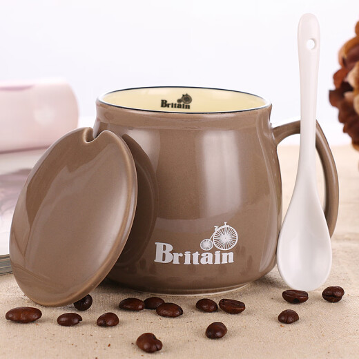 Bethes coffee cup set mug with lid and spoon creative ceramic cup breakfast cup office drinking cup can be customized