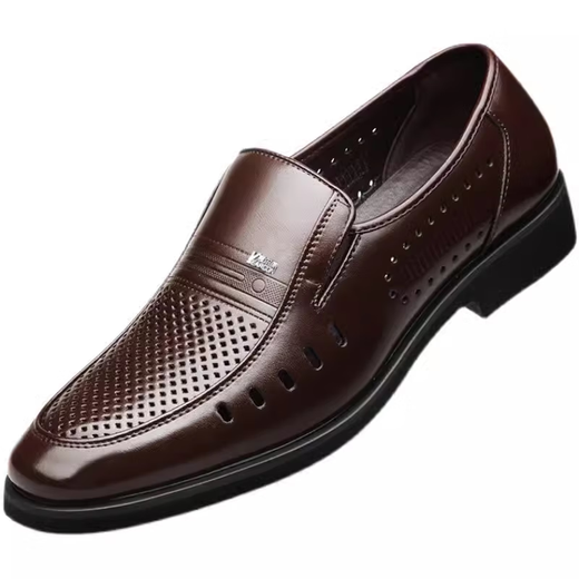 YRC Yierkang Zapatos de cuero para negocios para hombres Wear Formal Wollow Hollow Sandalias transpirables suaves Soft Middle-Eby y mayores zapatos de papá 9922 Black Hollow Style 38