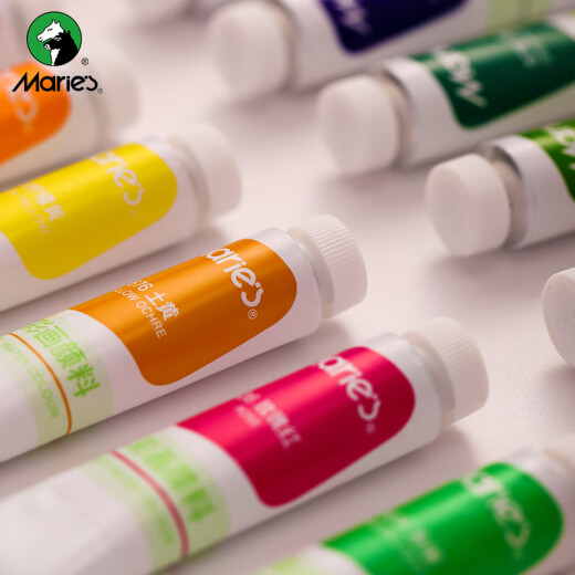 马利(Marie's)水彩颜料盒装24色12ml 内部小盒6支划分便携学生儿童水彩绘画套装 膏体细腻色彩饱和W-1342美术写生