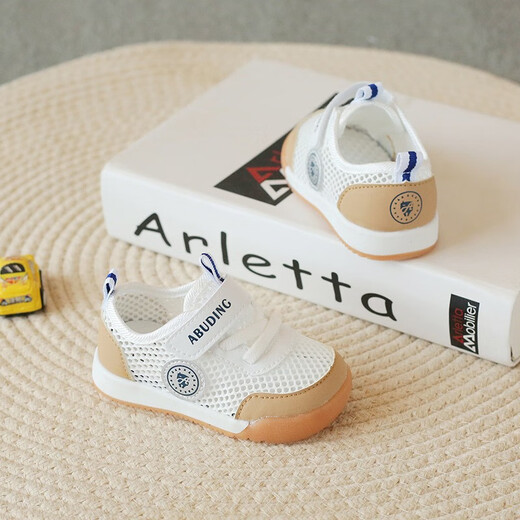 
G. DUCKKIDS little yellow duck 2025 summer new children's net shoes for men and women's shoes for infants and toddlers soft sole 0-2 years old white/navy 18 inner length 13cm