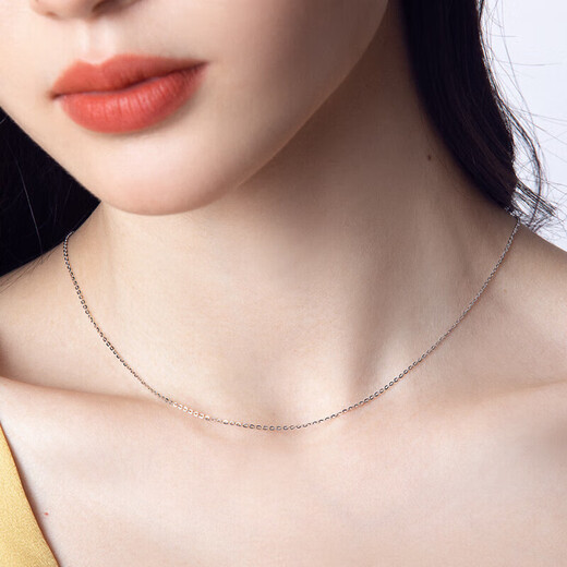 Liuguifu Jewelry Yellow 18K Gold Necklace O Chain Clavicle Chain Necklace for Women EK0300037 0.5g