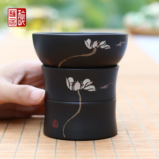 Zuilianju tea drain tea ceremony accessories Jianshui purple pottery handmade tea set tea filter tea cup/Q47 jade fiber tea drain Work A