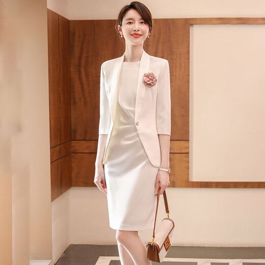 J-ME autumn small suit female host jumpsuit formal skirt professional suit suit jacket beauty jewelry store work clothes 7-point small suit + white jumpsuit S