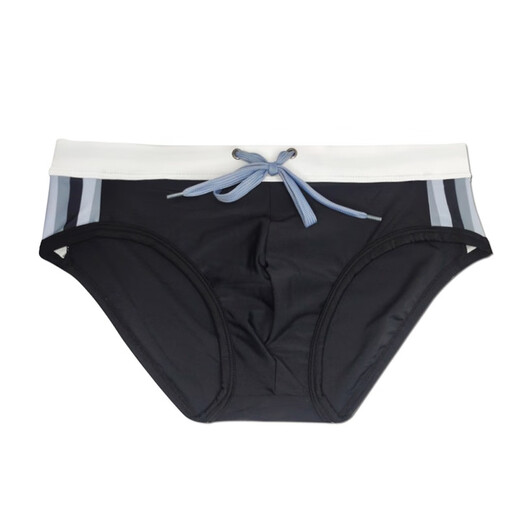 UXH simple color-blocking briefs for men's youth sports low-key style black close-fitting model competition pants tight black with white edges M