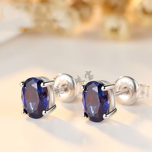 Guanpu Pavilion Fat Donglai's same style tanzanite earrings sapphire women's Japanese and Korean fashion colored gemstone earrings 18k gold earrings with