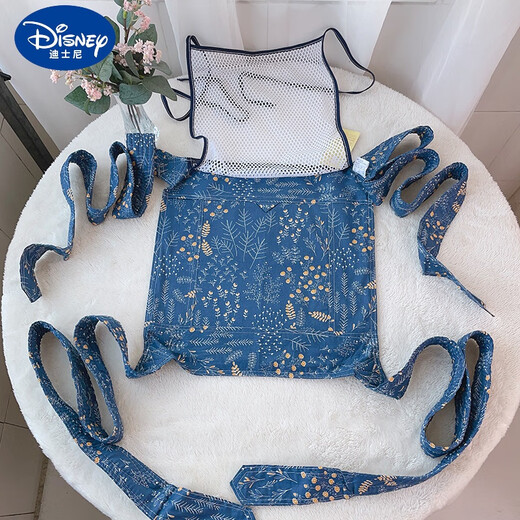 迪士尼（Disney）可前后背纯棉夏天凉快清新广东传统背带四爪婴儿咩带哄睡方便228 XXL网眼后背深蓝树叶