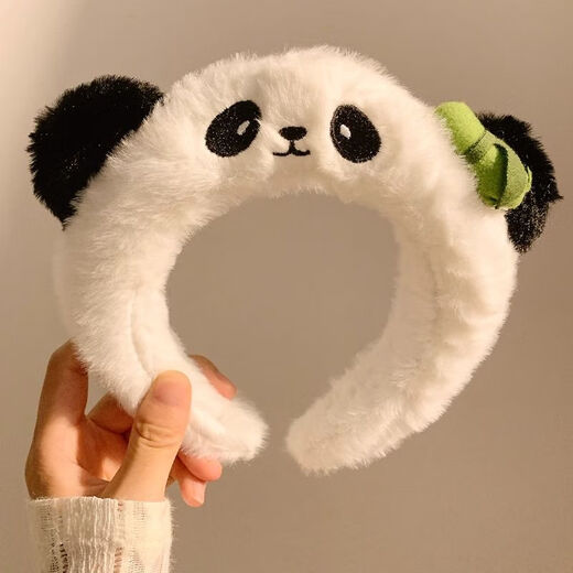Haiyiduo Cute Cartoon Panda Plush Headband Women's Face Wash Special Makeup Funny Creative Headband Zoo Hairpin Hair Accessories Plush Panda Headband 1 Pack