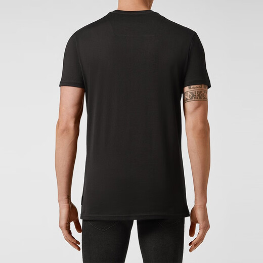 菲利普普兰（PHILIPP PLEIN）男装 男士棉质金属LOGO徽标短袖T恤衫 MTK4855 PJY002N 黑色 3XL