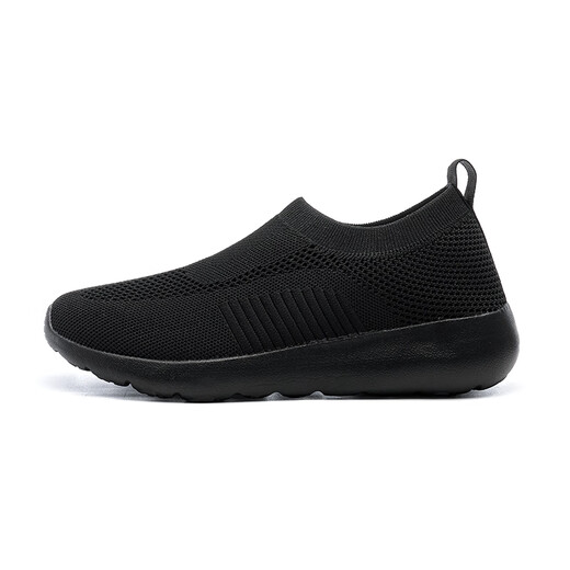 Chaussures masculines, chaussures de marche sportives, chaussures pour femmes du printemps et d'été, chaussettes, pédale respirante d'un pied, chaussures légères et décontractées légères en marche, tous pédales noires, A689 43 chaussures de sport standard taille
