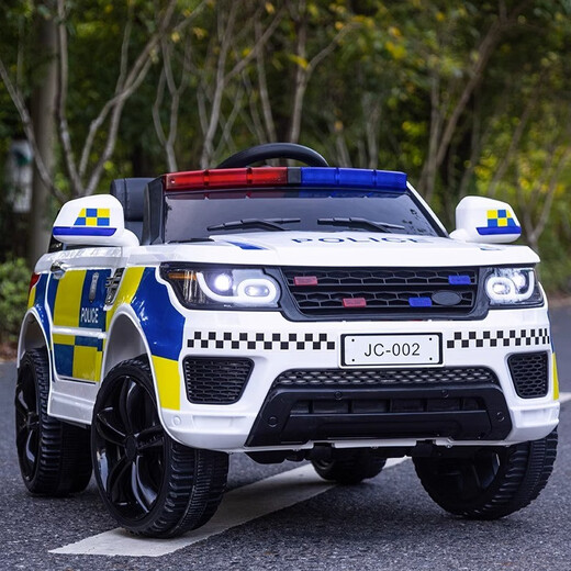 No more fun, no more children's electric car four-wheel drive car for men and women with remote control toy car that can sit in a baby police car stroller high-end white dual drive + foam wheel + leather seat