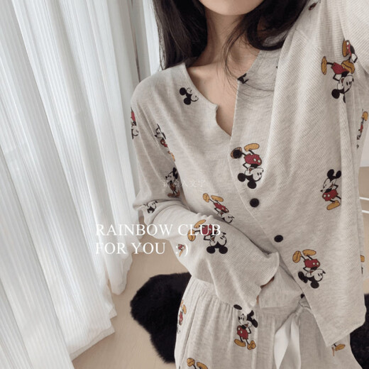 濮水方方米奇冰丝睡衣女士长袖甜美家居服 zd-728-102#黑蝴蝶结 175 L