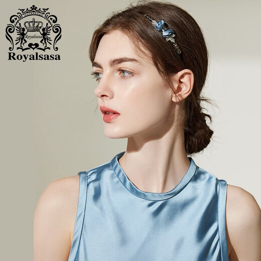 Royal sasa royal salsa hair accessories Japanese and Korean version of headband headband hairpin head flower artificial crystal silk satin flower ornaments elegant blue 607017