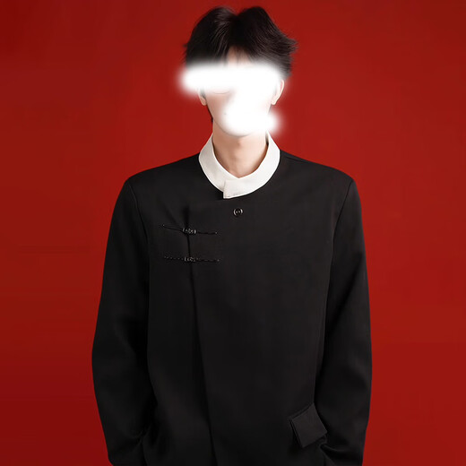 IZEXX new Chinese style national style stand collar tunic suit niche high-end suit jacket men's JM77 black XL