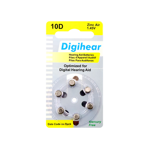 西嘉原装助听器电池锌空气A13钮扣电子A10A312A675 DIGihear312【1板6颗】