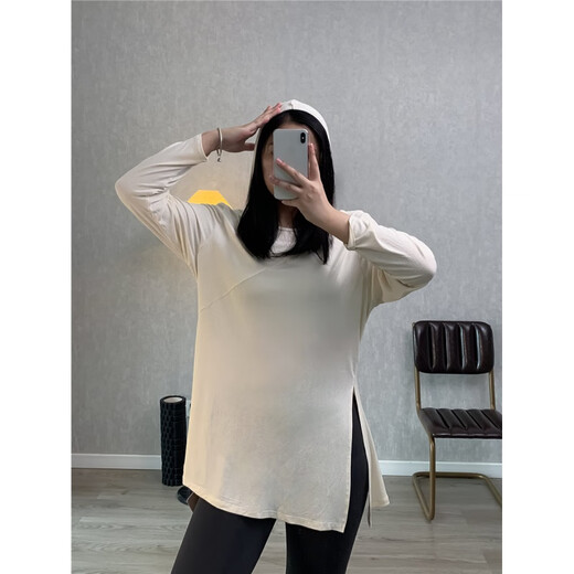 KEJIMITAO large size fat mm thin thread drape slimming hip hooded slit yoga running Pilates aerobics long-sleeved top black 3XL (170-190 card size choose small)