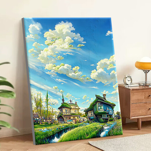 Long time no see digital oil painting diy hand-painted graffiti acrylic oil painting summer green landscape painting coloring handmade decorative painting