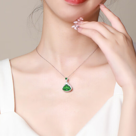 以心参玉【保价11.11】S925银镶翡翠佛公吊坠 银包镶弥勒佛女款玉坠