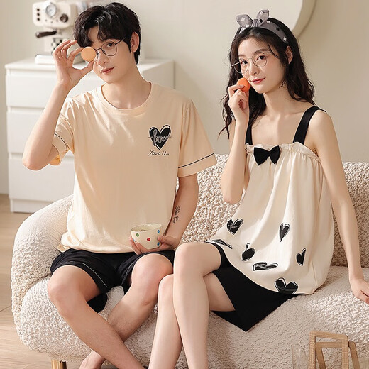 Daizixin 2 ensembles de pyjamas de couple pour les bretelles d'été pour femmes, ensemble en deux pièces de coton pur