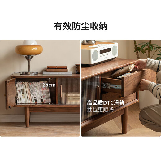 Genji Muyu Massivholz-Schiefer-TV-Schrank, neuer chinesischer Stil, Wohnzimmer-Bodenschrank, schwarzer Walnuss, große Wohnung, einfacher Lagerschrank