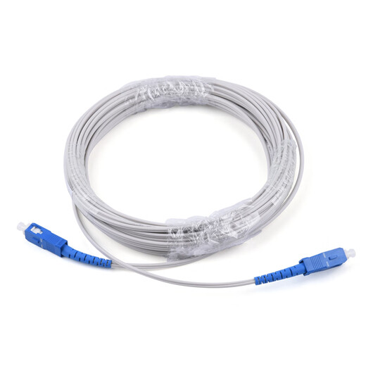 
CommKing leather fiber 1 core 2 steel wire indoor leather fiber optical cable with SC connector single mode single core operator optical cat extension cable white 30 meters CKJX-1H30S