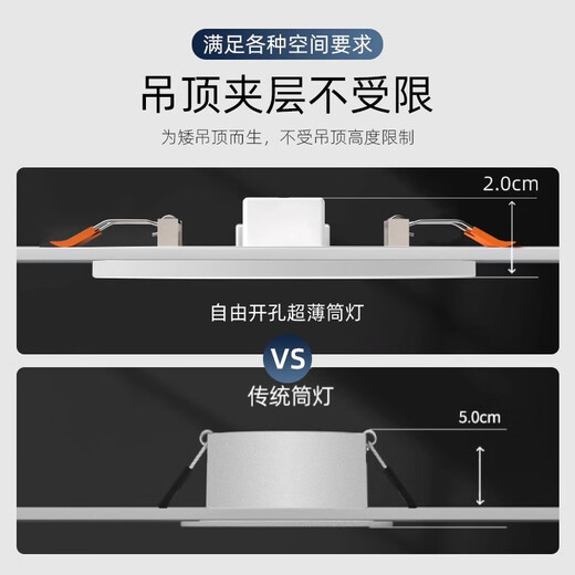 Fanyao ultra-thin high-power commercial LED downlight embedded free opening household grille living room hole light 9W-white light-Y