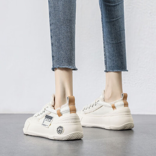 CSWNKCSA Fashion Chaussures pour femmes Small White Shoes White's 2023 Nouvelle célébrité Internet Petite saveur Chaussures BABOS SOLE SOLE SORVAS Sports et chaussures de planche décontractées BEIGE CK695 35
