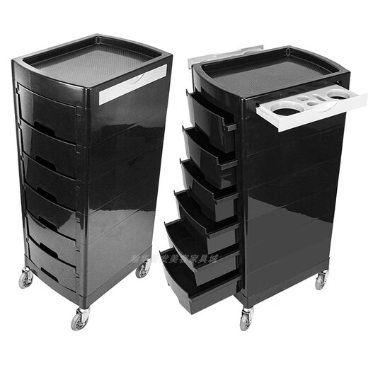 Aoyu Hairdressing Tool Cart Beauty Trolley Hair Salon Hairstylist Special Bar Cart Dyeing and Perming Barber Shop Hairdressing Trolley Export F-056-Black Wing Black Tray-Black Rubber Wheel