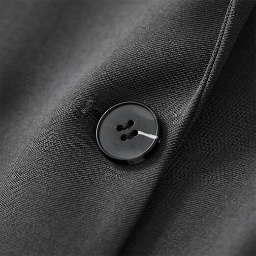 Shandubila 2025 Spring and Autumn Blazer Feminine Commuting One-Button Metal Label Fake Pocket Suit Dark Gray S