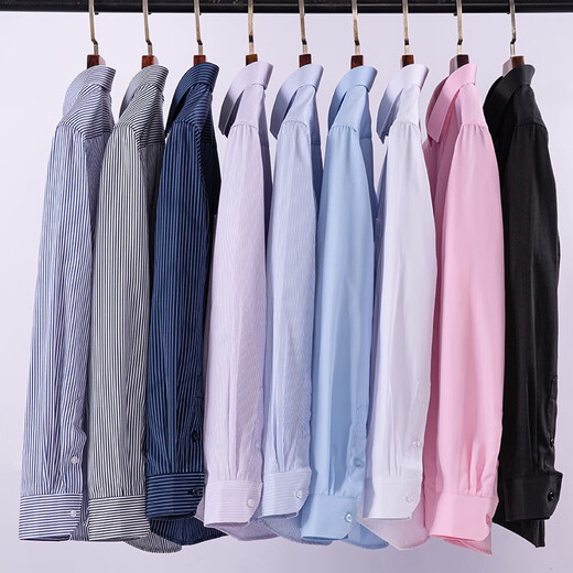 EAEOVNI long-sleeved shirt men's white shirt men's large size fat man formally decorated with anti-wrinkle professional workwear interview work clothes pure white [quick arrival] 41 [140-150Jin [Jin equals 0.5 kg]]
