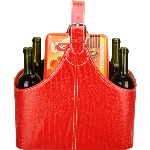 Huixiang Storage Basket Leather Gift Basket Portable Basket Fruit Red Wine Gift Basket Gym Personal Training Special Large Tool Basket Black 0113 Medium Size