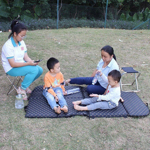 Car rear seat folding bed, car rear sleeping mat, children's car travel mattress, sleeping in stroller LL8, double-sided French classic leather black and blue fat man + Mazar