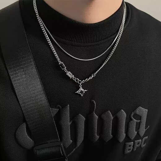 Qi Xiaomi Starlight double-layered men's necklace men's trendy clavicle chain niche high-end pendant fashion jewelry birthday gift