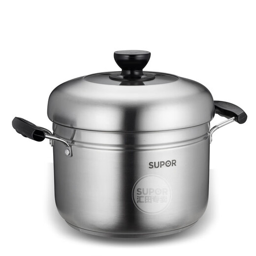 SUPOR multi-purpose cooking pot with double bottom and thickened stainless steel steamer SZ24S1 induction cooker single-layer steamer 22-24cm 22cm comes with dish clip + steaming cloth