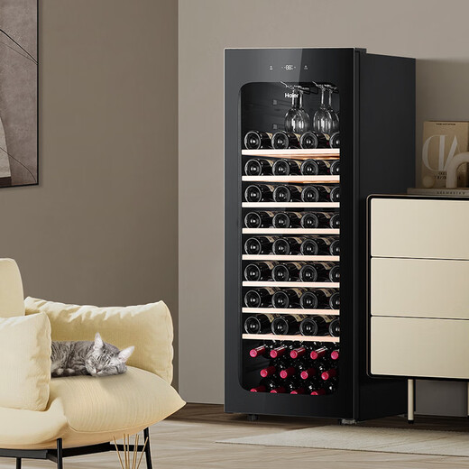 Haier 196 liter 84 bottles household uniform temperature and humidity controlled wine cabinet living room office wine refrigerated wine cabinet WS084WGHHSD1 trade-in
