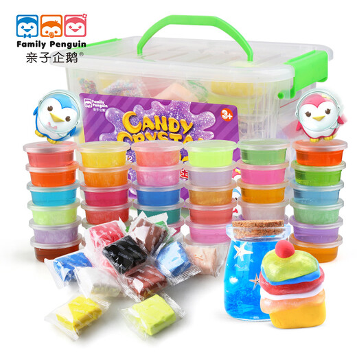 [70% nuevo] Penguin de padre-hijo Cristal barro de barro limo barro plastilina arcilla arcilla barro colorido 36 color gelatina barro + 12 color ultralight arcilla espacio lo barro internet celebridad iceberg lo barro día de niños regalo de bricolaje