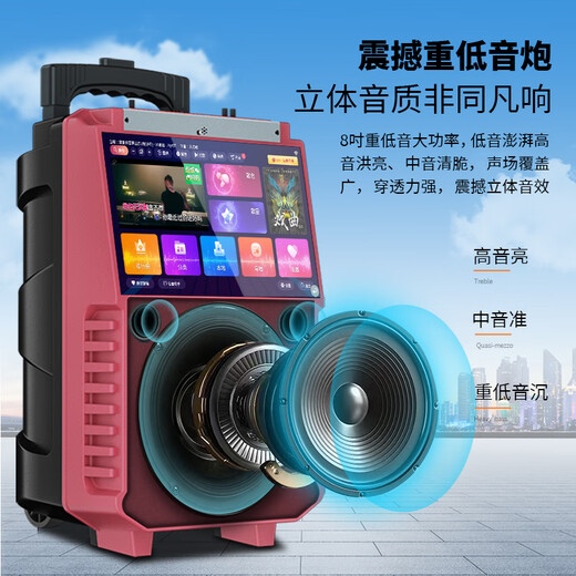 Konka square dance audio with display screen wireless microphone home Bluetooth home ktv singing karaoke karaoke machine touch all-in-one live video outdoor trolley speaker touch version + 2 microphones + 32GU disk