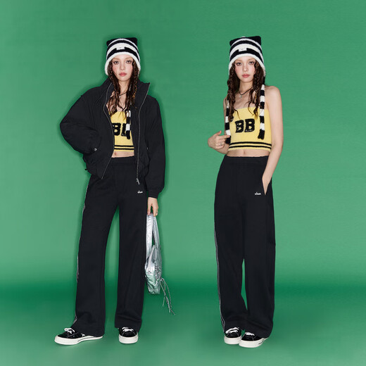 CHUU字母抹胸背心女2024年冬季新品修身毛绒撞色爱心刺绣针织上衣 浅黄 00