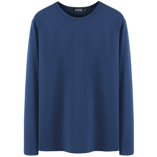 Fat Brother 2-piece fat men's large size long-sleeved T-shirt men's round neck casual youth plus fat enlarged bottoming shirt black + black 4XL